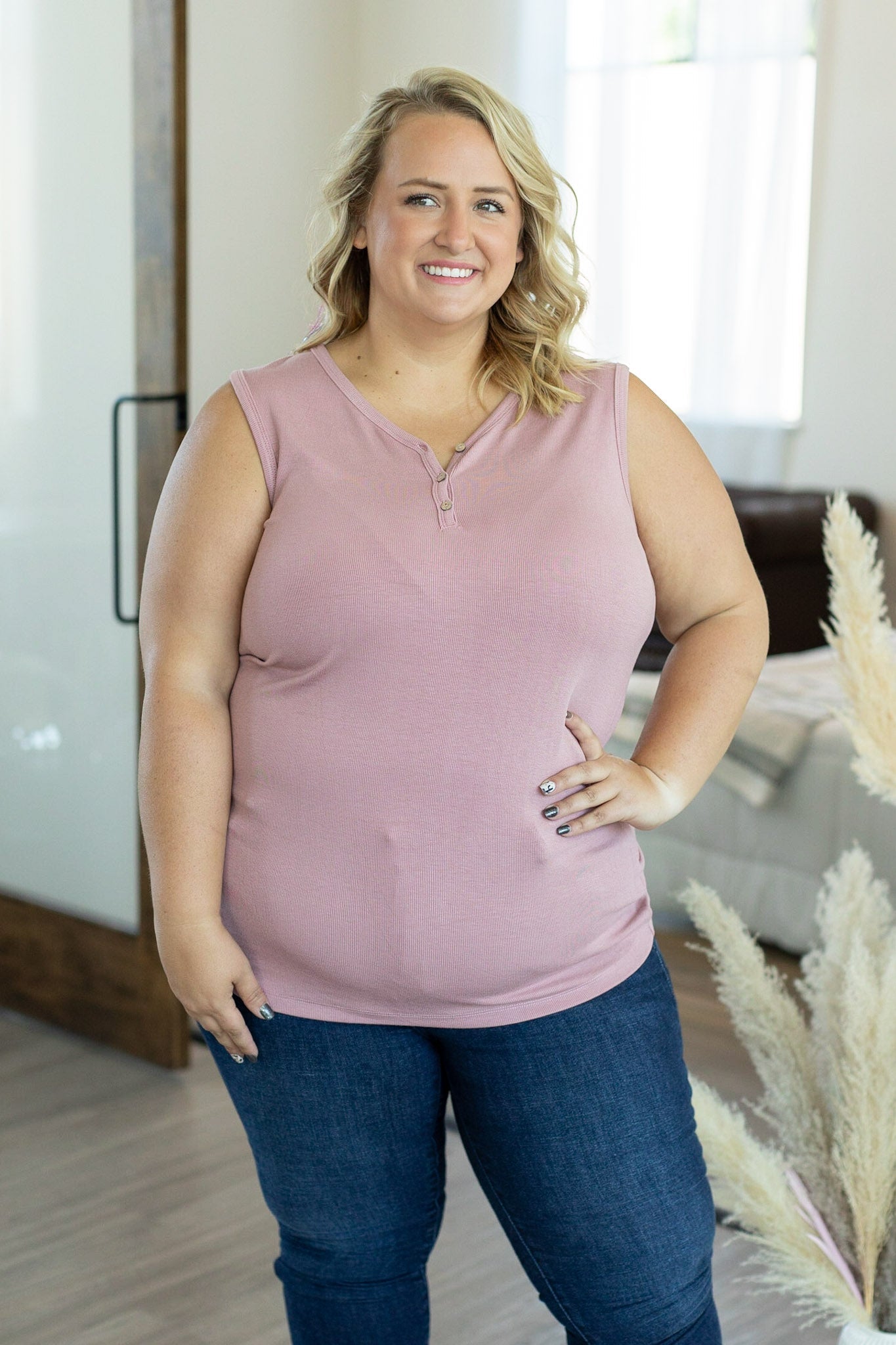 Addison Henley Tank - Rose