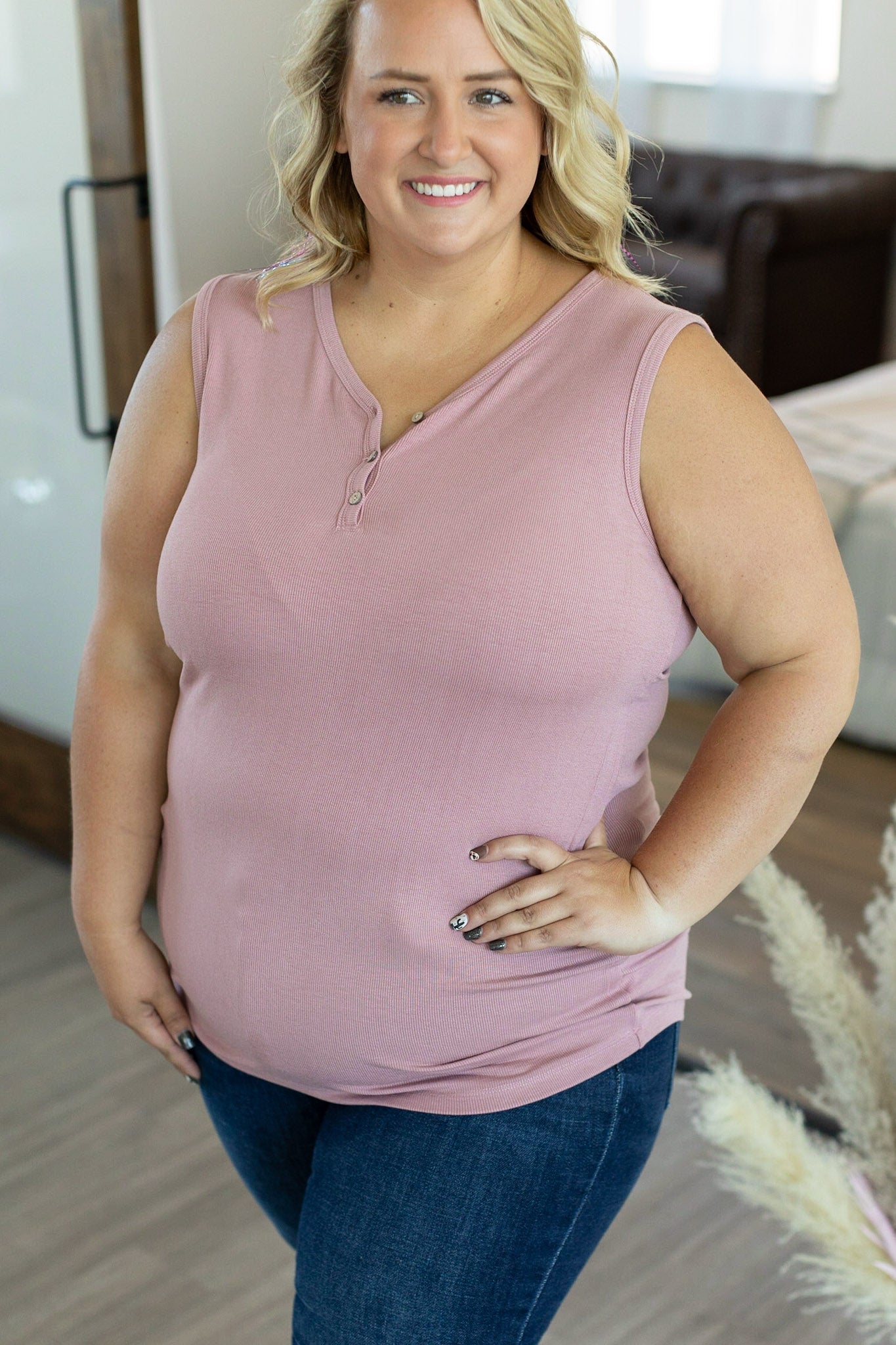 Addison Henley Tank - Rose