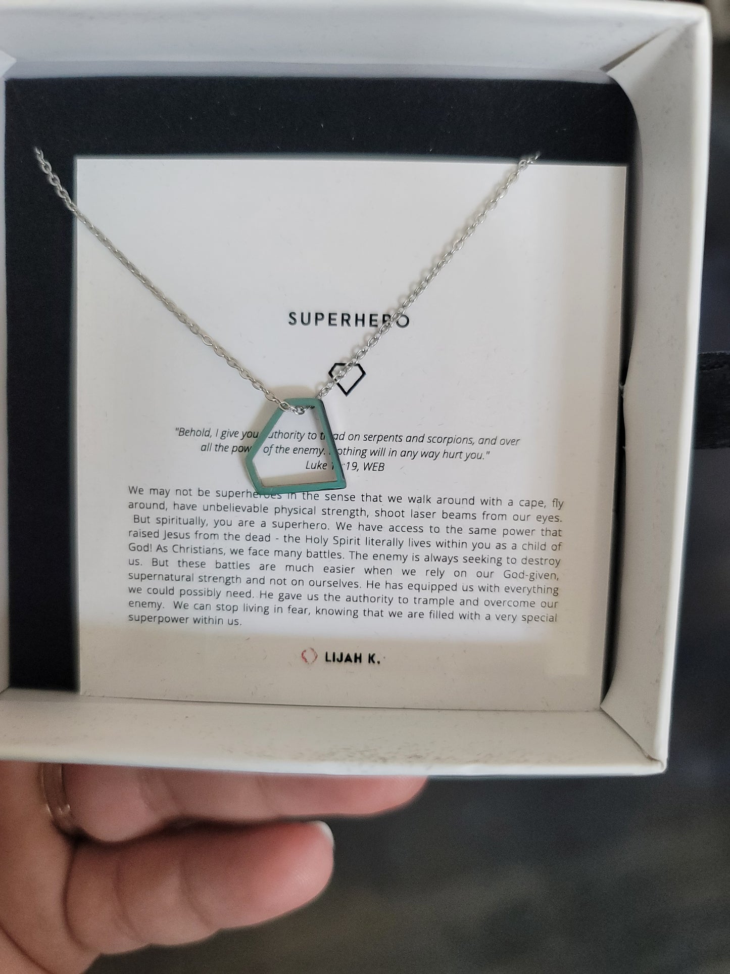 Superhero Floating Charm White Gold Necklace
