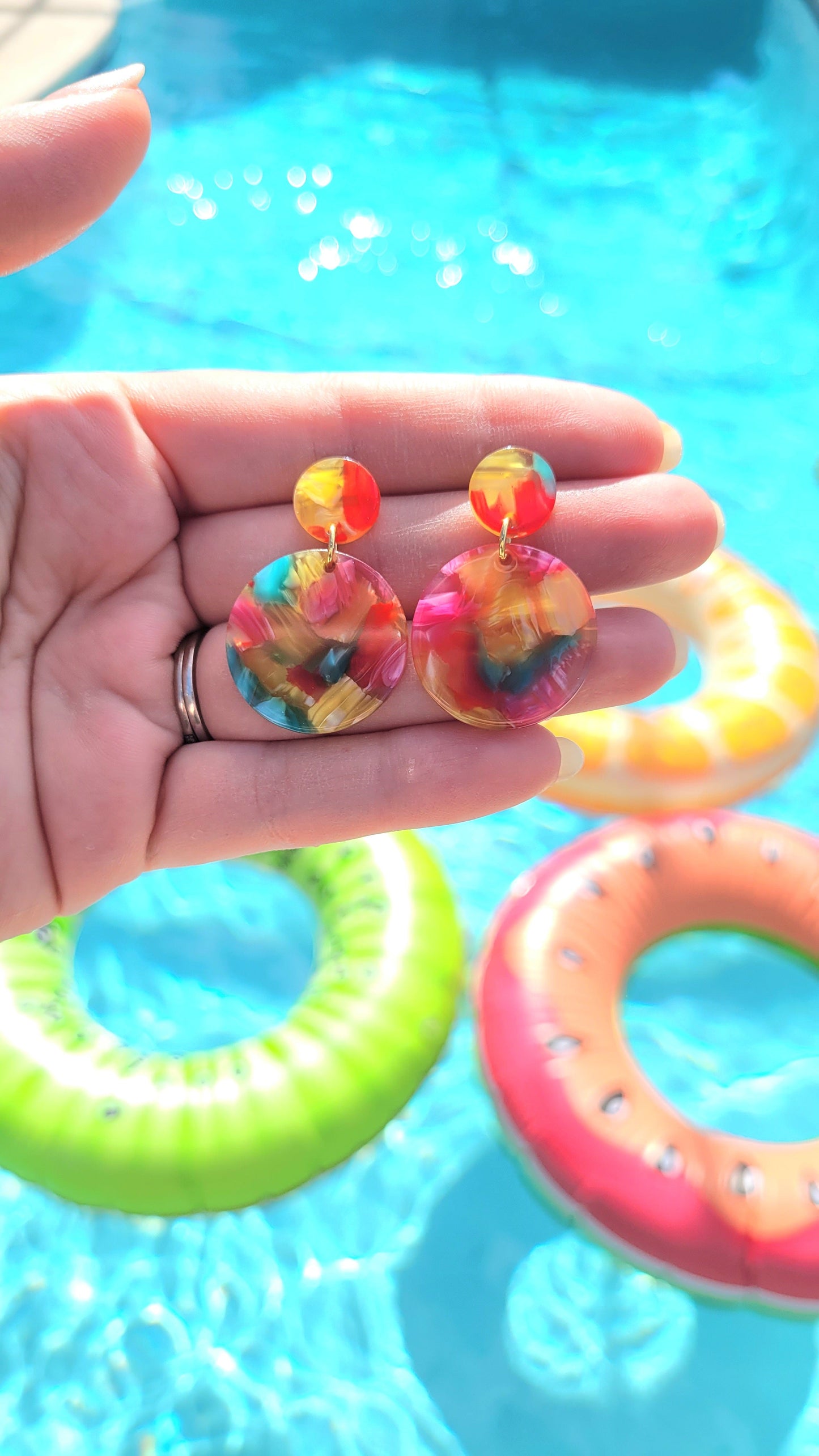 Addy Dangle Earrings - Rainbow Confetti