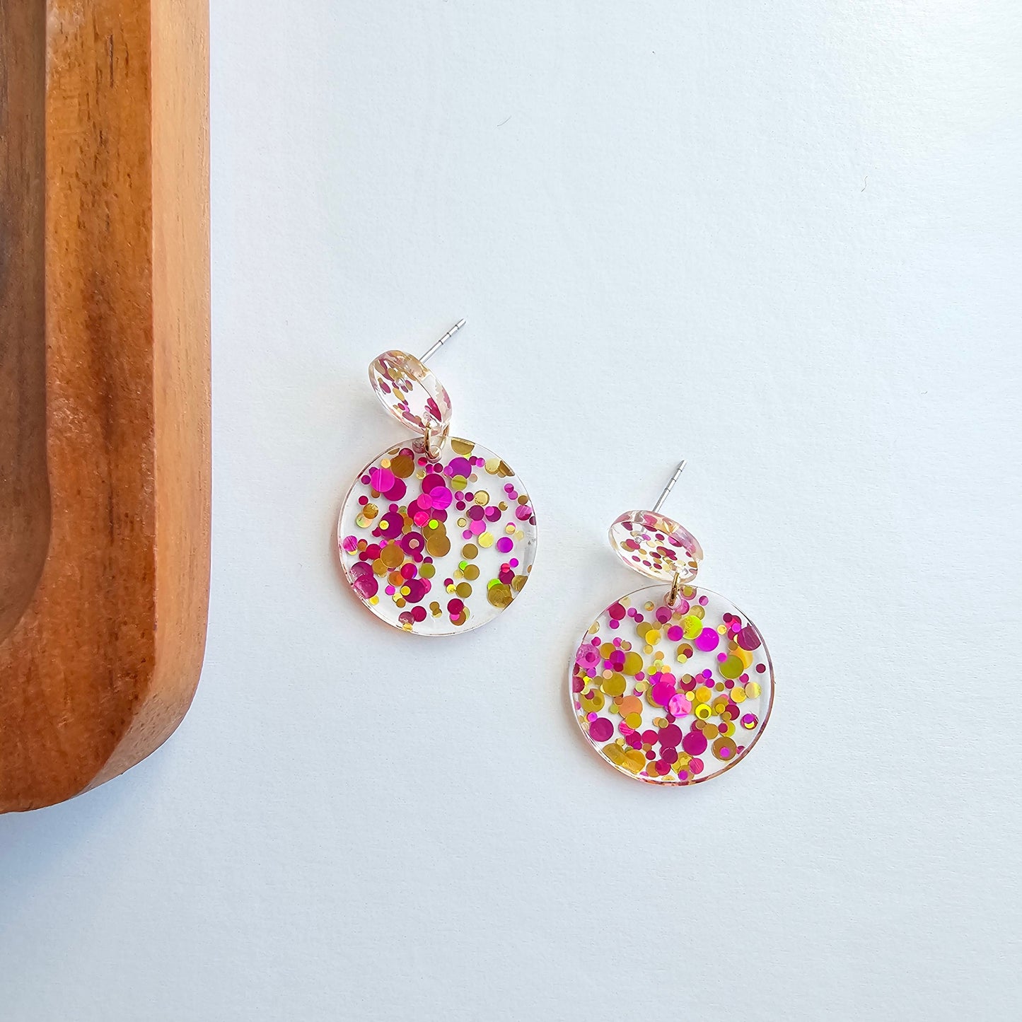 Addy Dangle Earrings - Pink Confetti