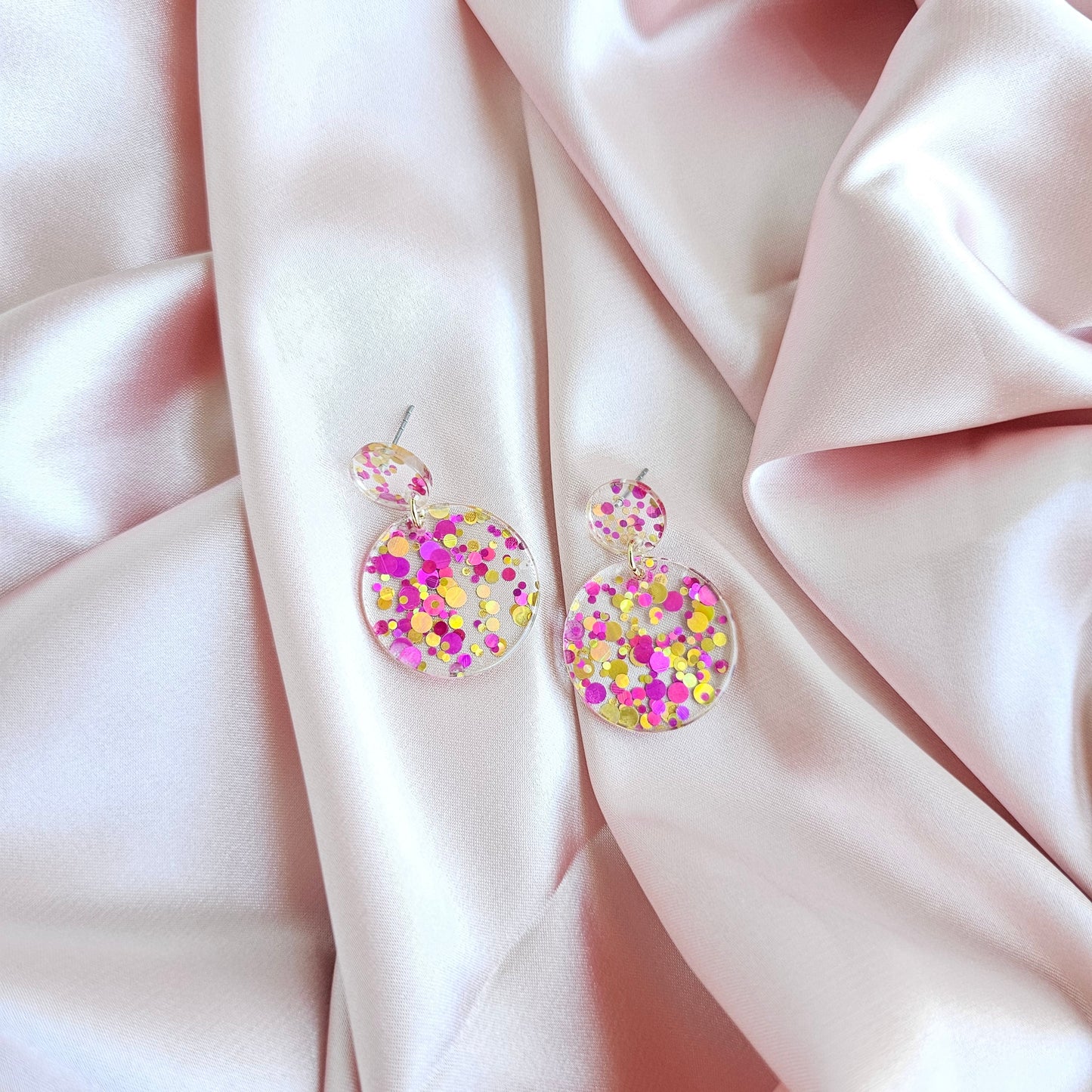 Addy Dangle Earrings - Pink Confetti