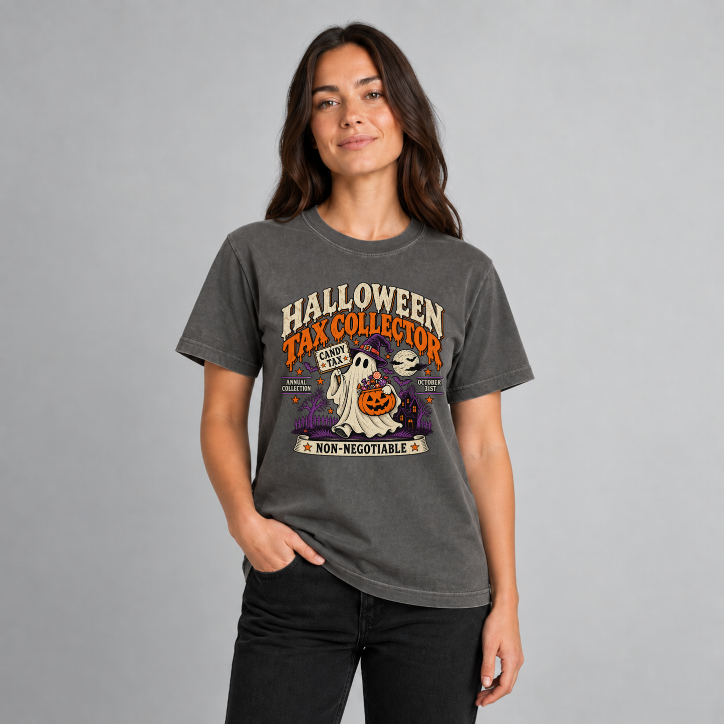 Funny Halloween Shirt, Vintage Halloween Tee, Retro Ghost Candy Tax Shirt
