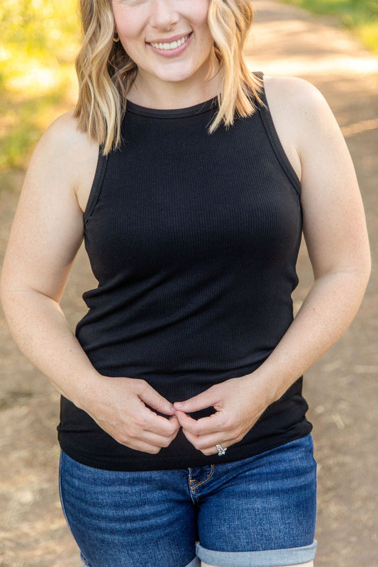 Tara Ribbed Tank - Black