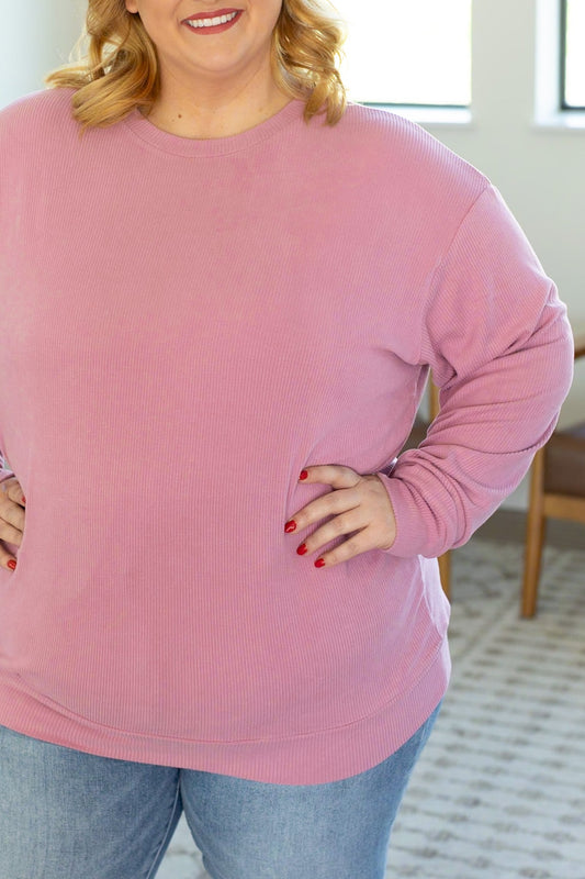 Corrine Ribbed Pullover Top - Pink