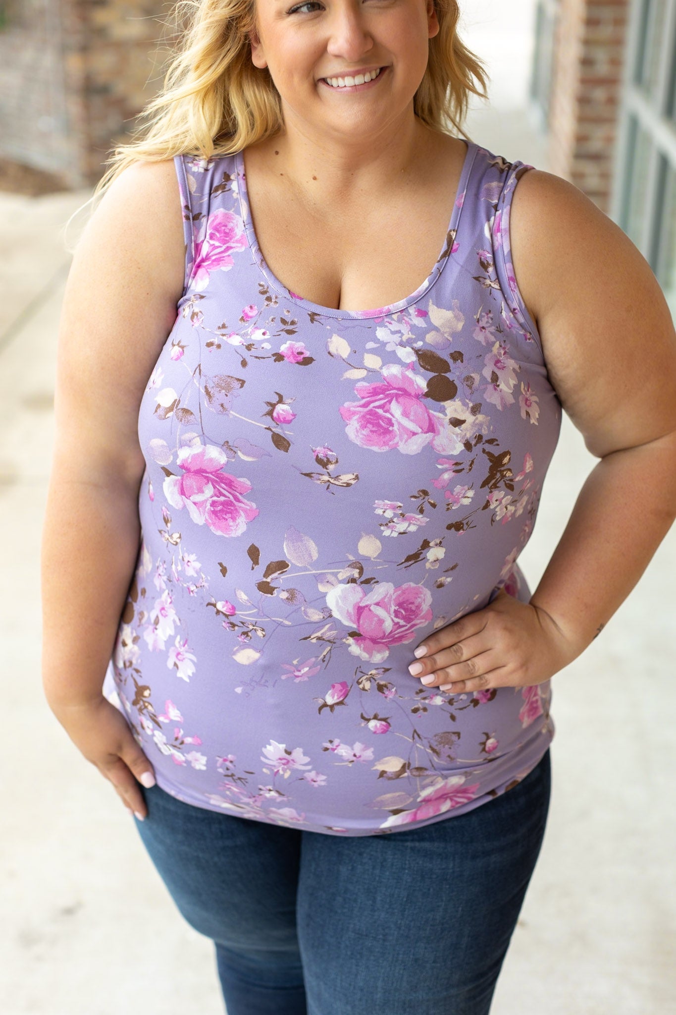 Luxe Crew Tank - Lavender Floral