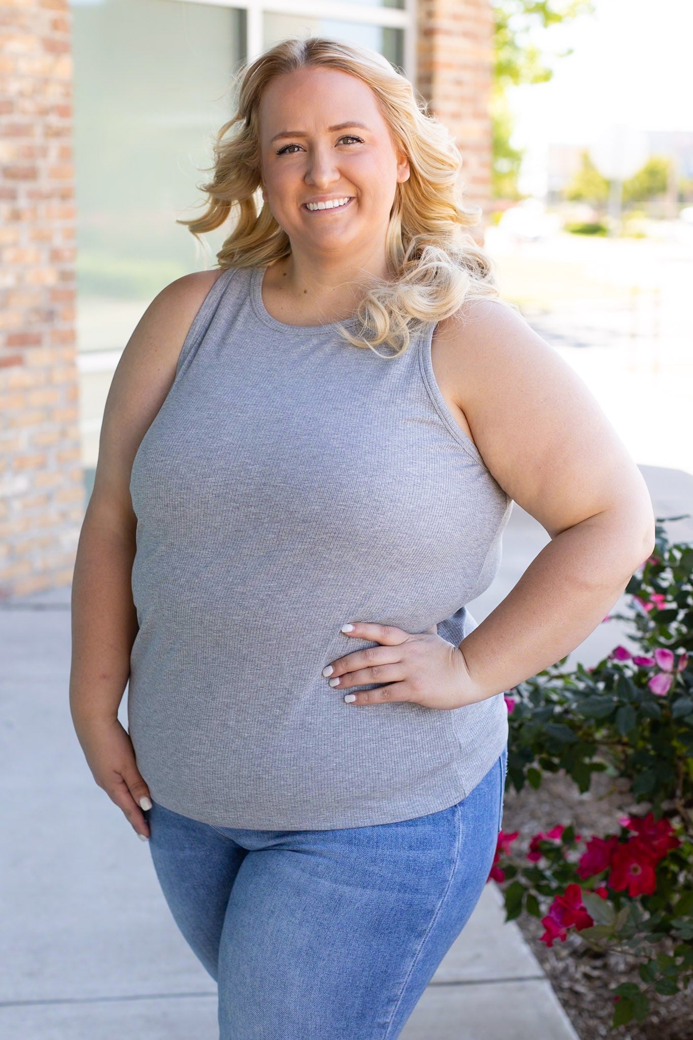 Tara Ribbed Tank - Grey