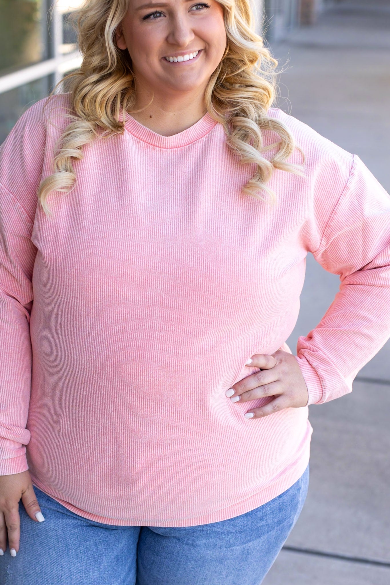 Catherine Corded Pullover - Coral