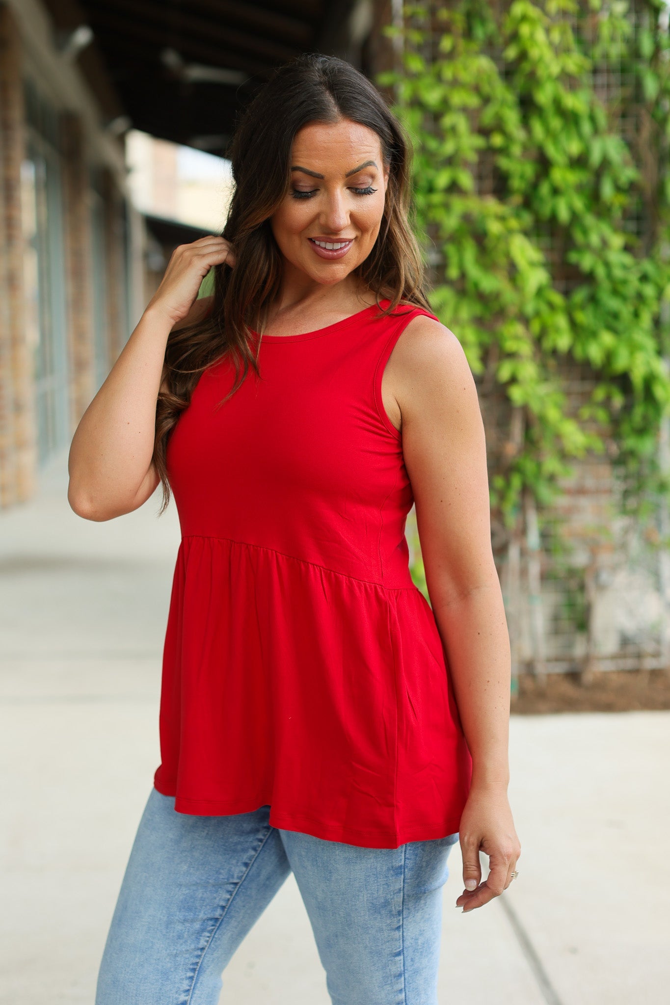 Renee Ruffle Tank - Red