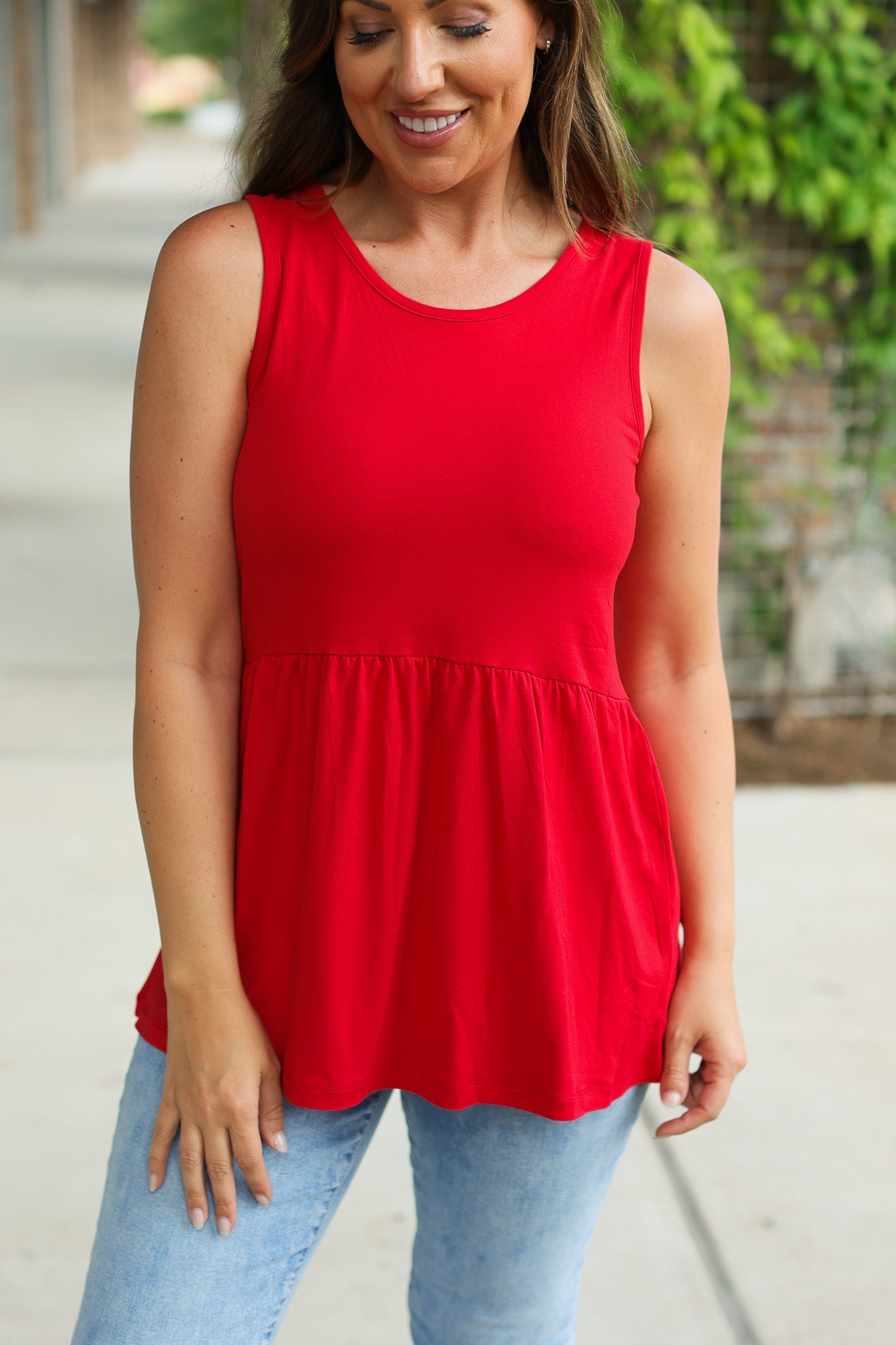 Renee Ruffle Tank - Red