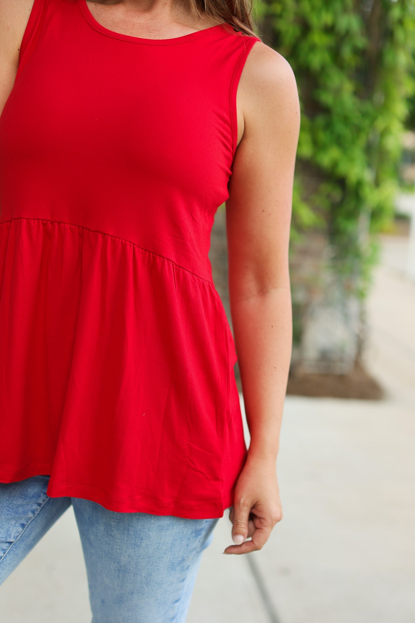 Renee Ruffle Tank - Red