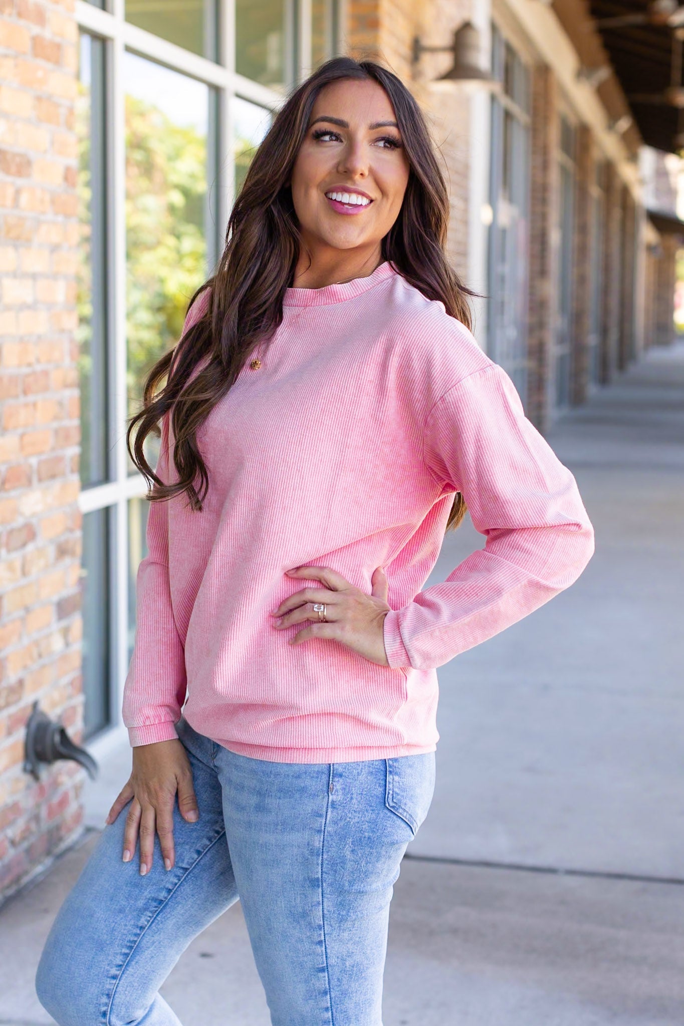 Catherine Corded Pullover - Pink Sands