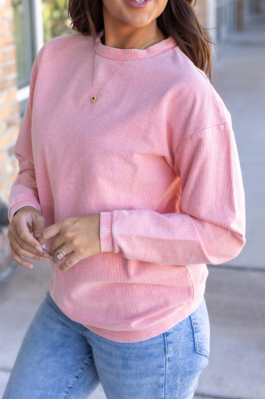 Catherine Corded Pullover - Coral