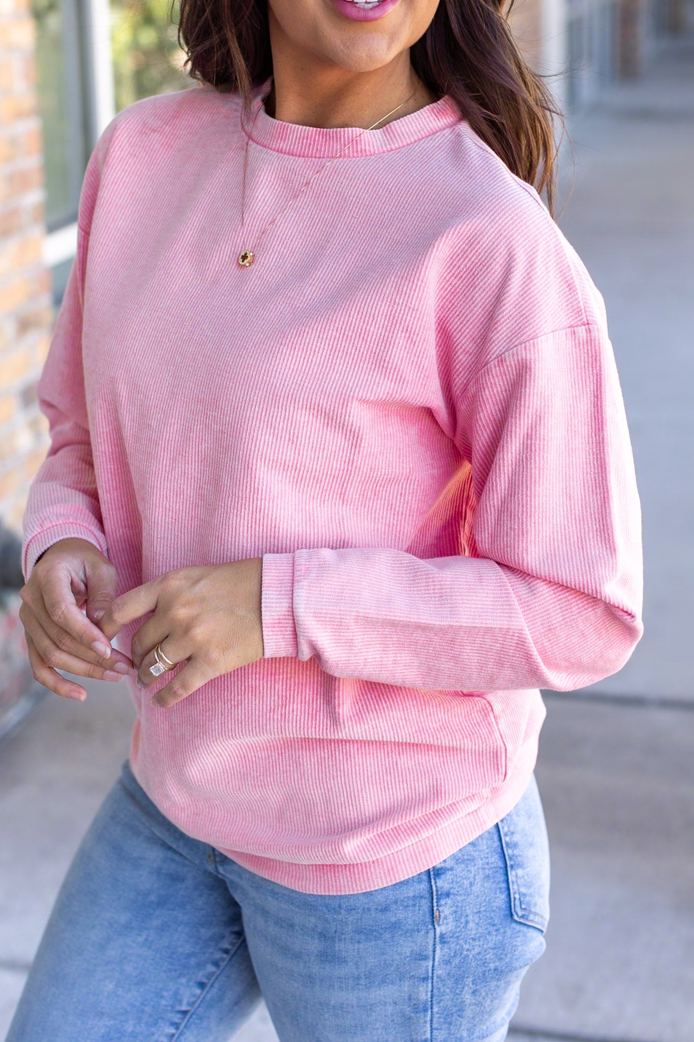 Catherine Corded Pullover - Pink Sands