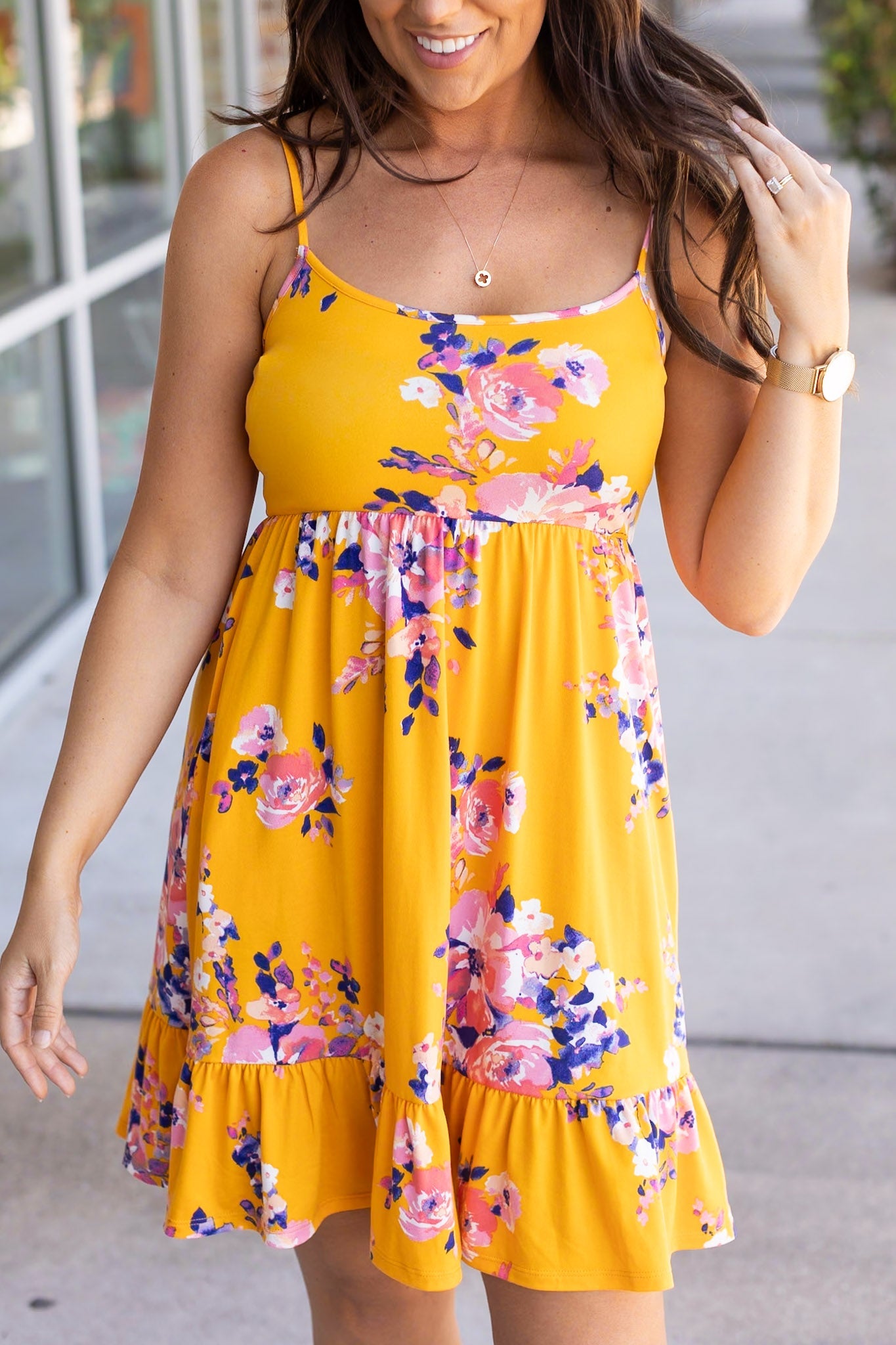 Rory Ruffle Dress - Golden Floral