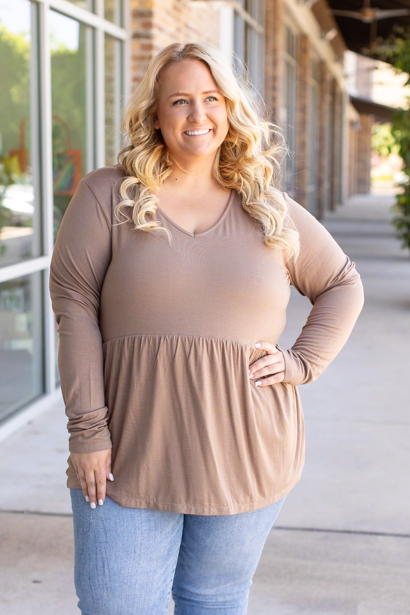 Long Sleeve Sarah Ruffle - Mocha