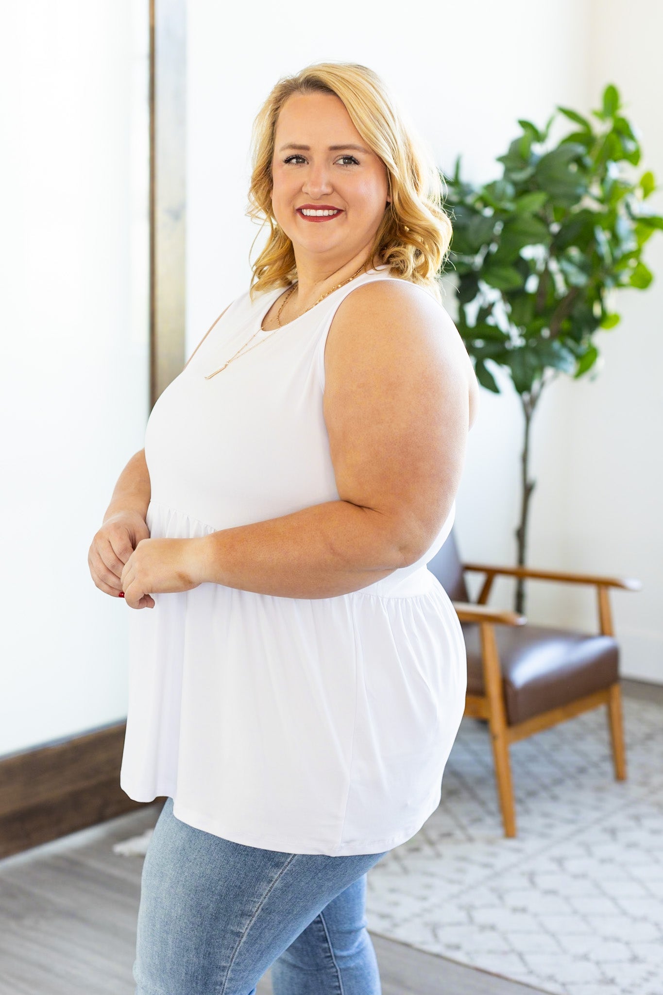 Renee Ruffle Tank - White