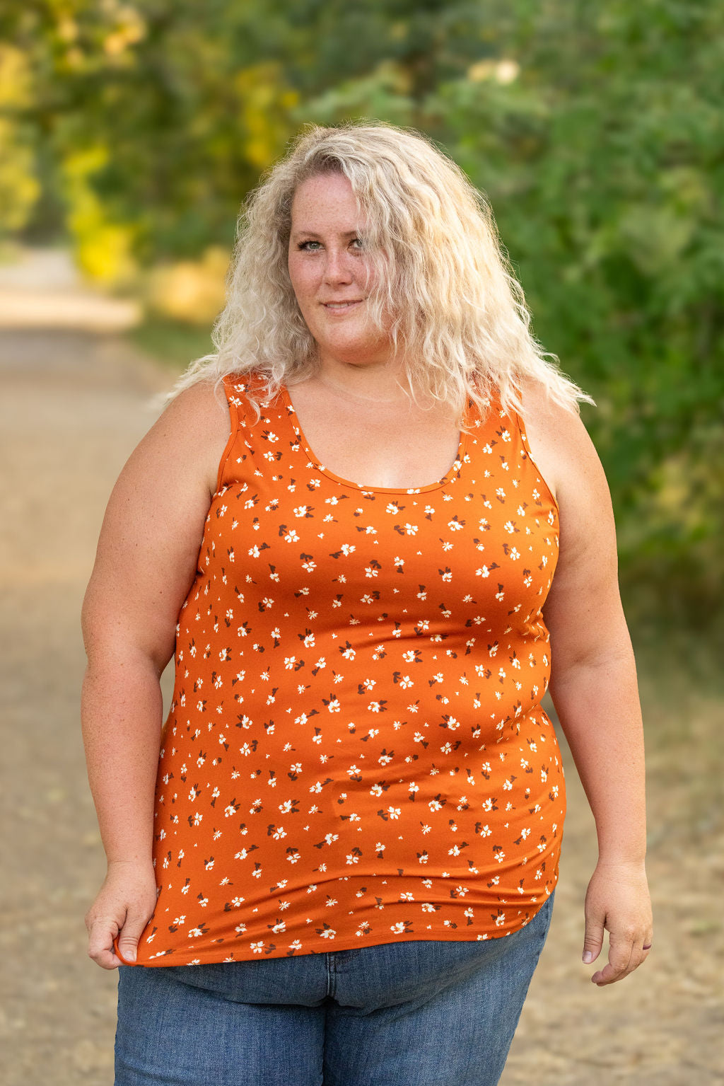 Luxe Crew Tank - Micro Rust Floral