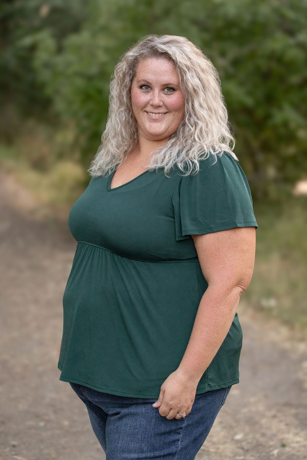 Emery Ruffle Top - Hunter Green