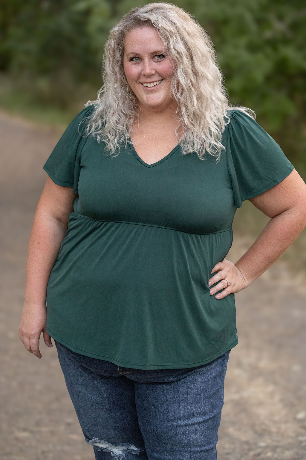 Emery Ruffle Top - Hunter Green