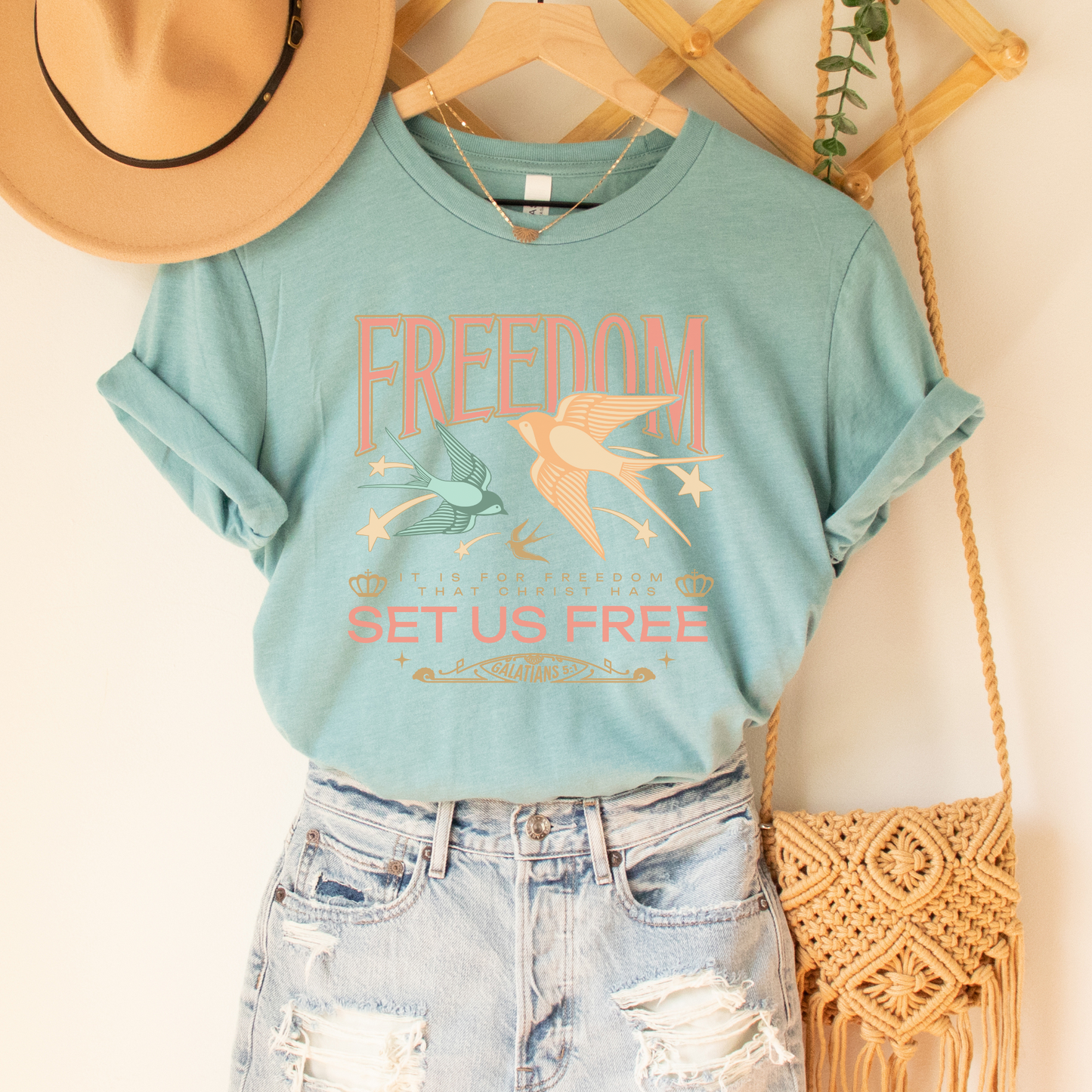 FREEDOM Dusty Blue Graphic Tee