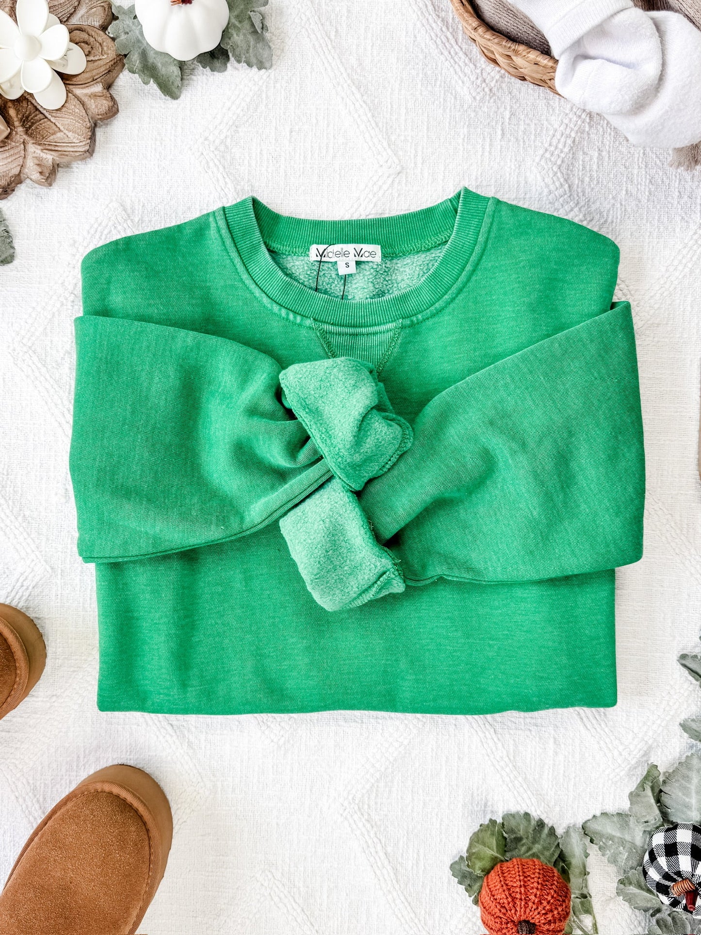 Vintage Wash Pocket Pullover - Green