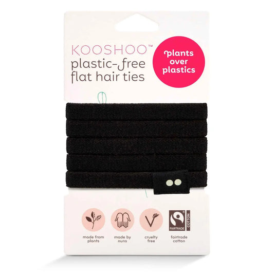 [PREORDER] Flat Hair Ties - Black | Plastic-Free, Toxin-Free, Organic