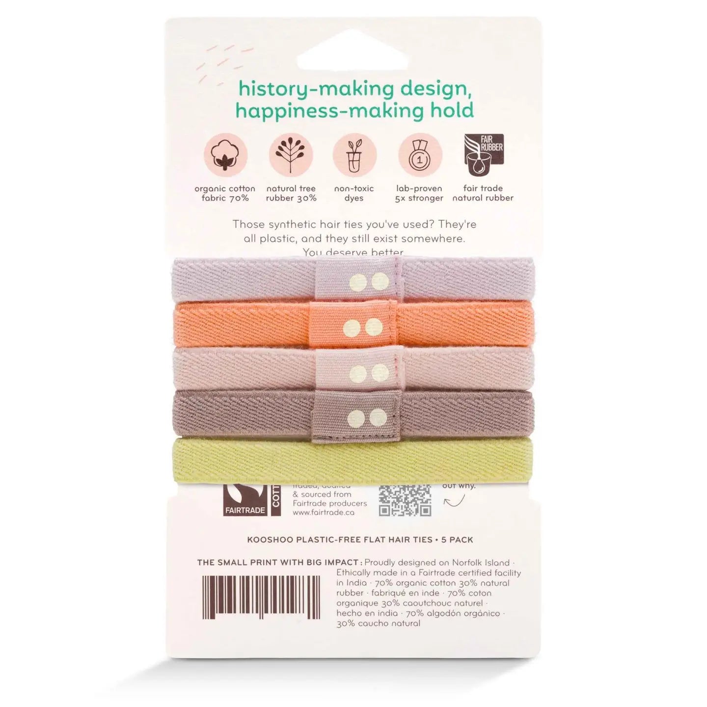 [PREORDER] Flat Hair Ties Pastel Colors - Bright Spark | Plastic-Free, Toxin-Free, Organic