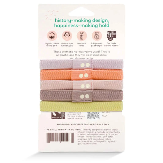 [PREORDER] Flat Hair Ties Pastel Colors - Bright Spark | Plastic-Free, Toxin-Free, Organic