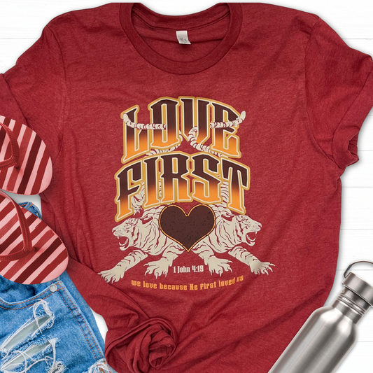 Love First Graphic Tee in Red