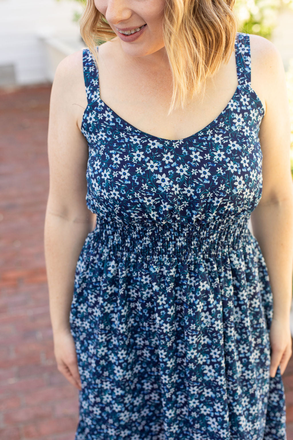 Cassidy Midi Dress - Blue Floral Mix