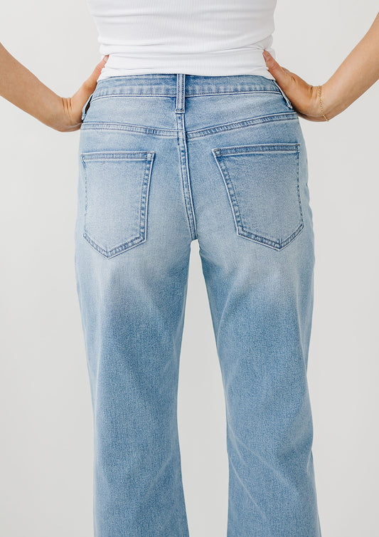 [PREORDER] Medium-Wash Non-Distressed Cropped Wide Leg Jeans