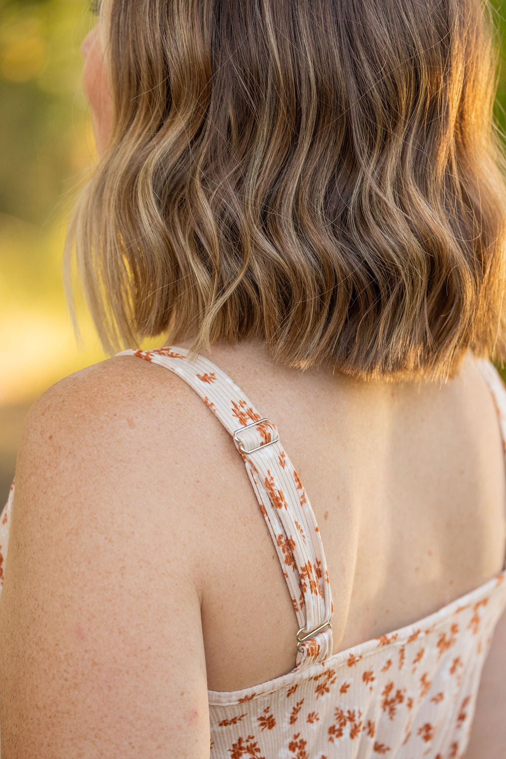 Reagan Ribbed Midi Dress - Sand and Rust Floral