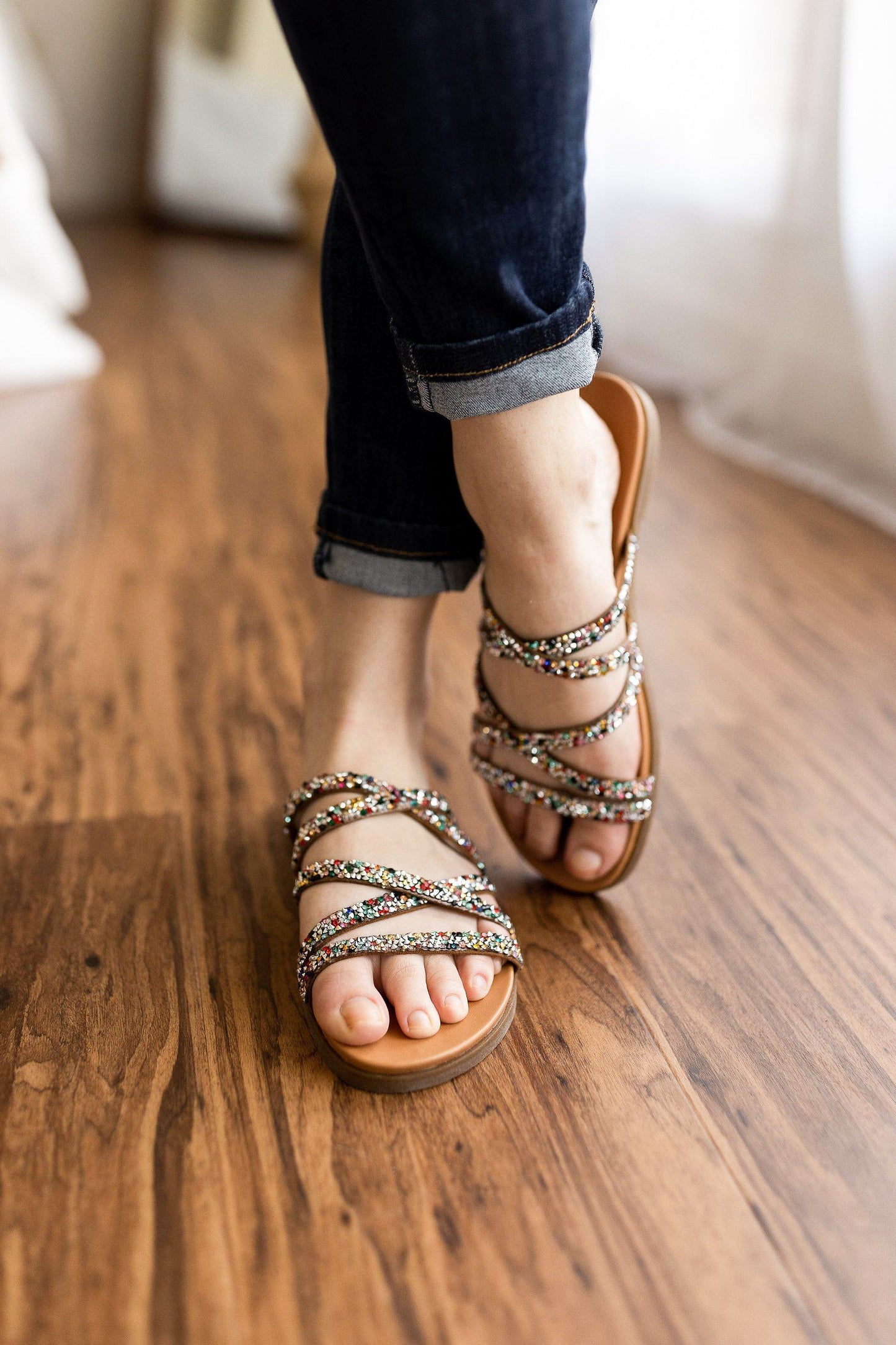 Eliana Rhinestone Sandals in Multi