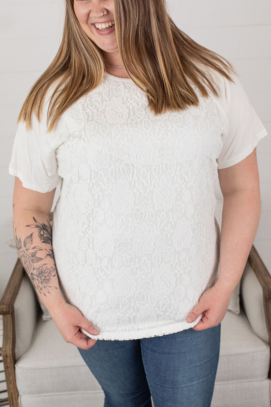Juliet Lace Front Tee - White