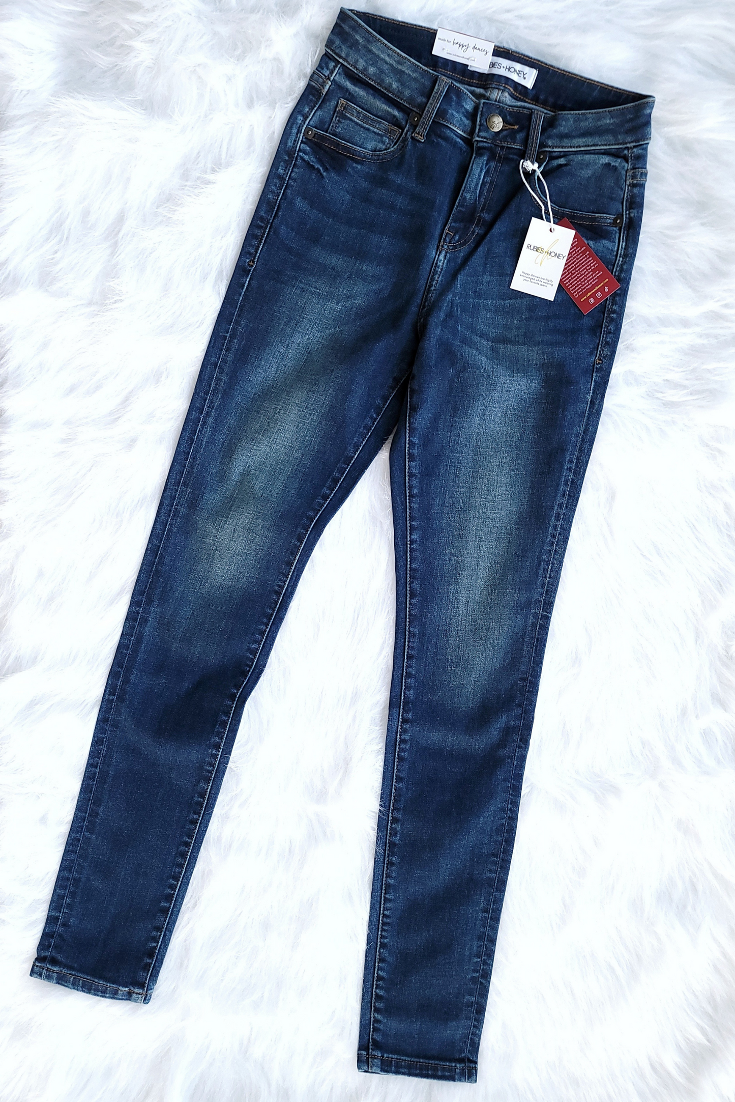 Rubies + Honey Mid-Rise Non-Distressed Skinny Jeans - Dark Wash