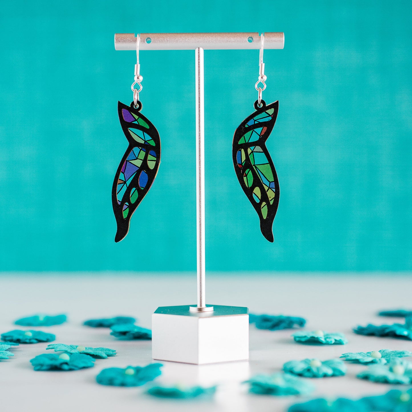Stained Glass Butterfly Wings - Longwings Earrings