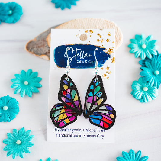 Stained Glass Butterfly Wings - Skippers Earrings