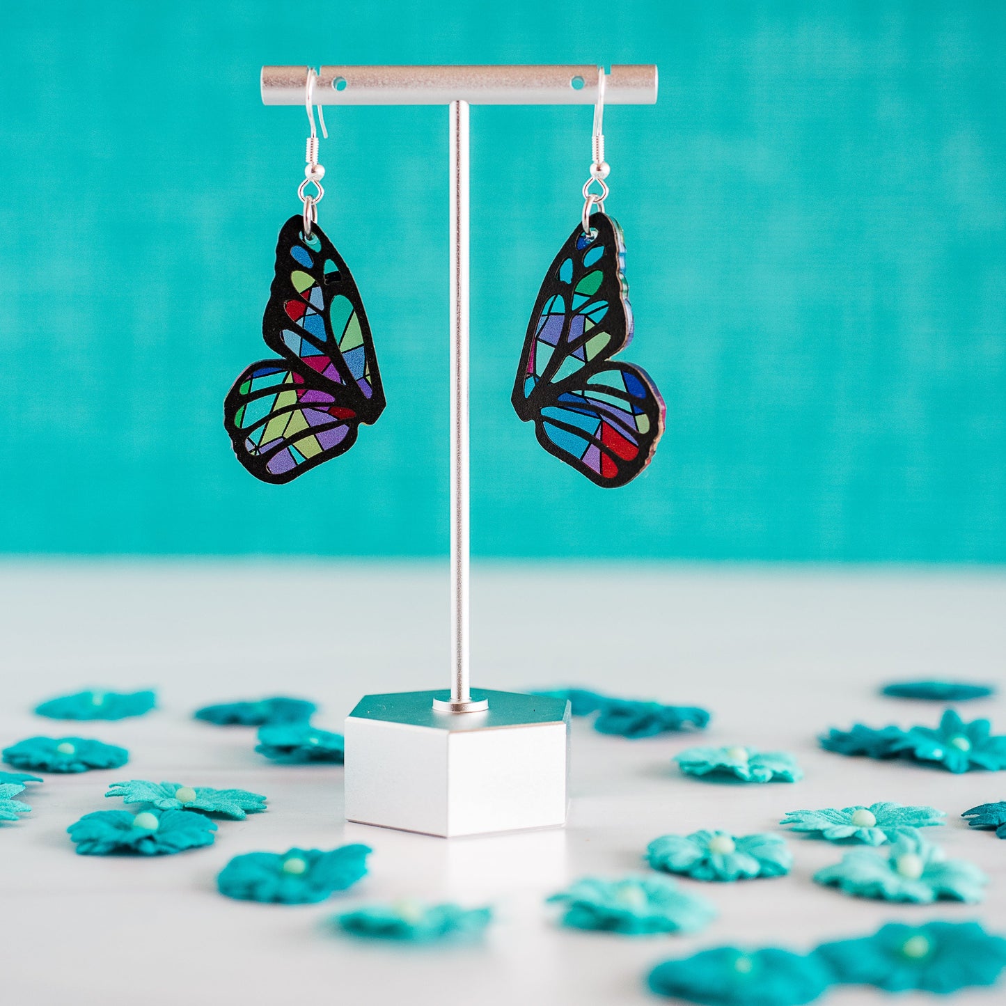 Stained Glass Butterfly Wings - Skippers Earrings